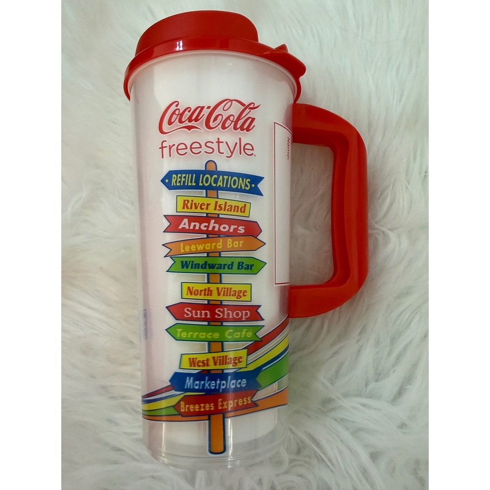 Coca-Cola Freestyle Orange Lake Resort Souvenir Travel Mug Red Lid 20oz